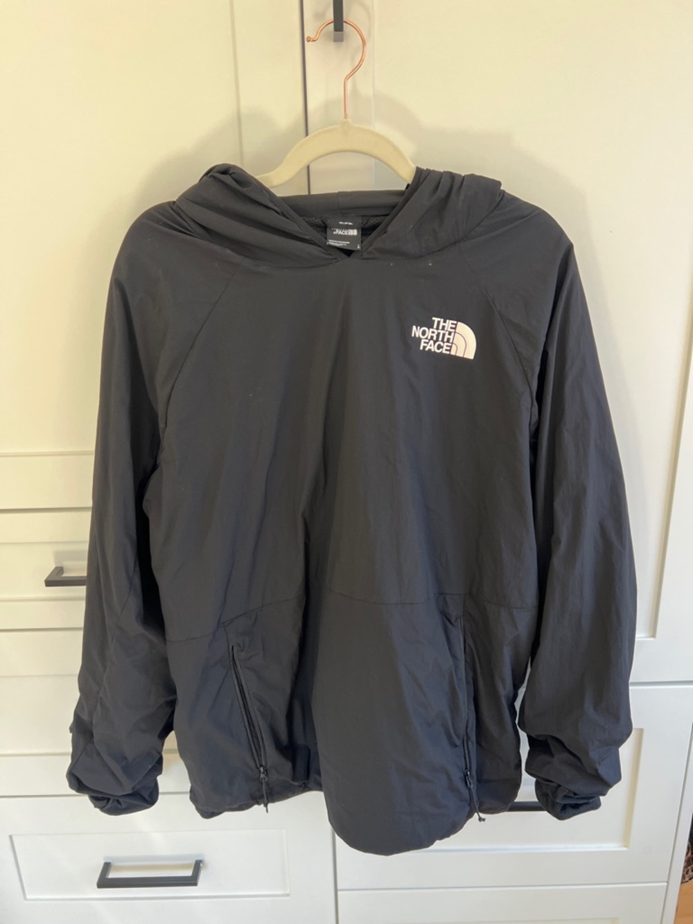 The North Face Black Hooded Windbreaker with White Logo